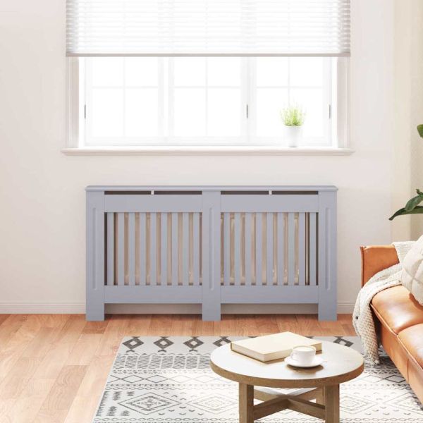 Калъф за радиатор 2 pcs Сив 152 x 19 x 81,5 см Инженерно дърво