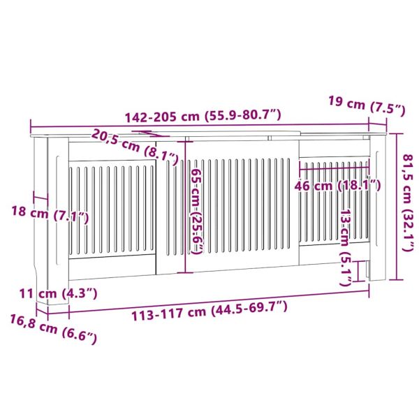 Калъф за радиатор 2 pcs Бяло 205 x 20,5 x 81,5 см