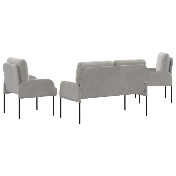 Комплекти дивани 3 pcs Светлосиво 115 x 56 x 80 см Шперплат