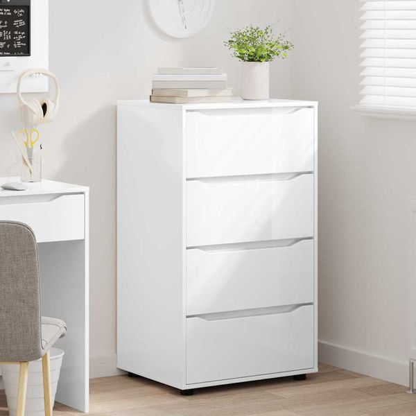 Шкафове за съхранение Лъскаво бяло 60 x 48 x 105 см