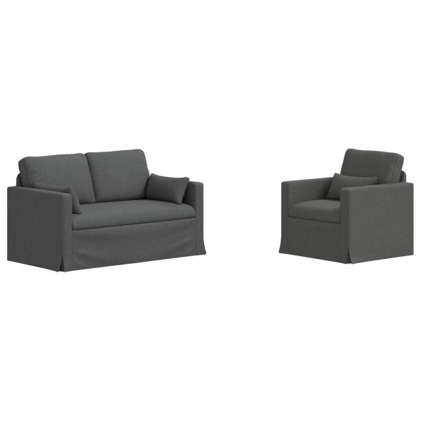 Комплект дивани 2 pcs Тъмен сив 139 x 78 x 80 см текстил