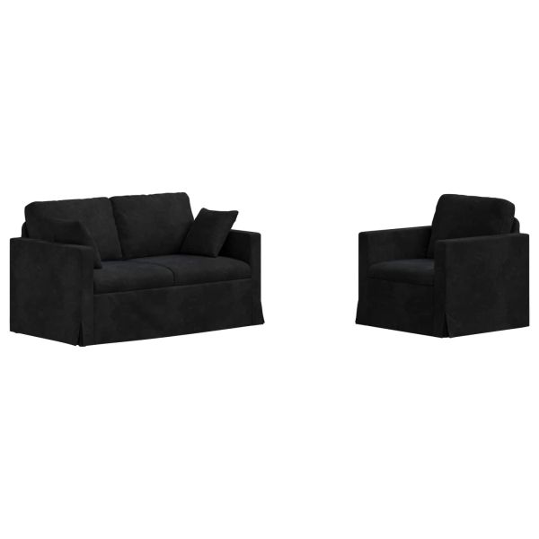 Комплект дивани 2 pcs Черно 138 x 78 x 80 см Кадифе