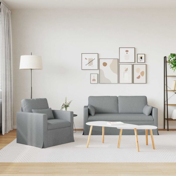 Комплект дивани 2 pcs Светлосиво 158 x 78 x 80 см текстил