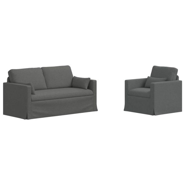 Комплект дивани 2 pcs Тъмен сив 158 x 78 x 80 см текстил
