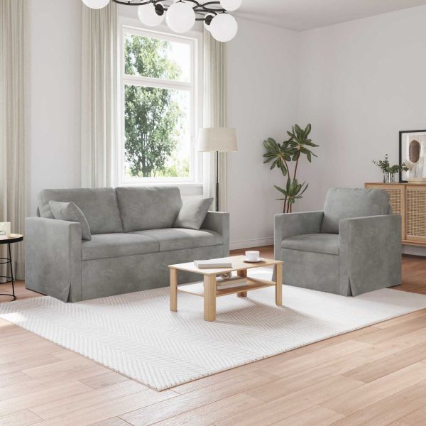 Комплект дивани 2 pcs Светлосиво 158 x 78 x 80 см Кадифе