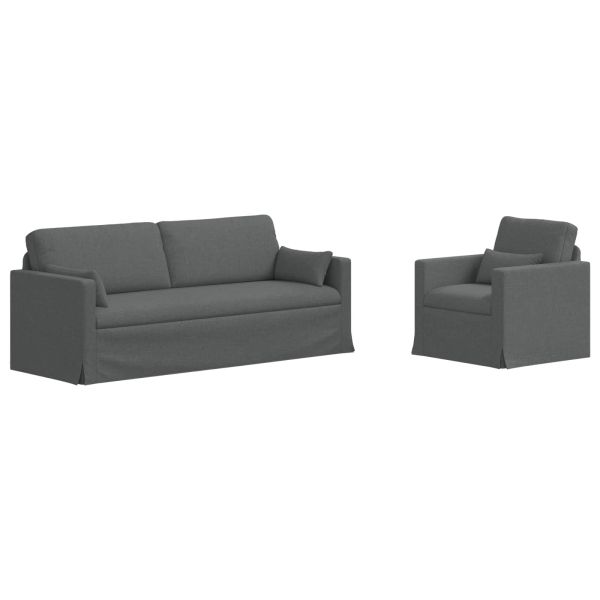Комплект дивани 2 pcs Тъмен сив 198 x 78 x 80 см текстил
