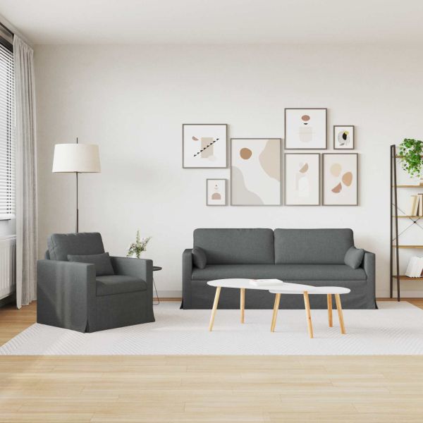 Комплект дивани 2 pcs Тъмен сив 198 x 78 x 80 см текстил