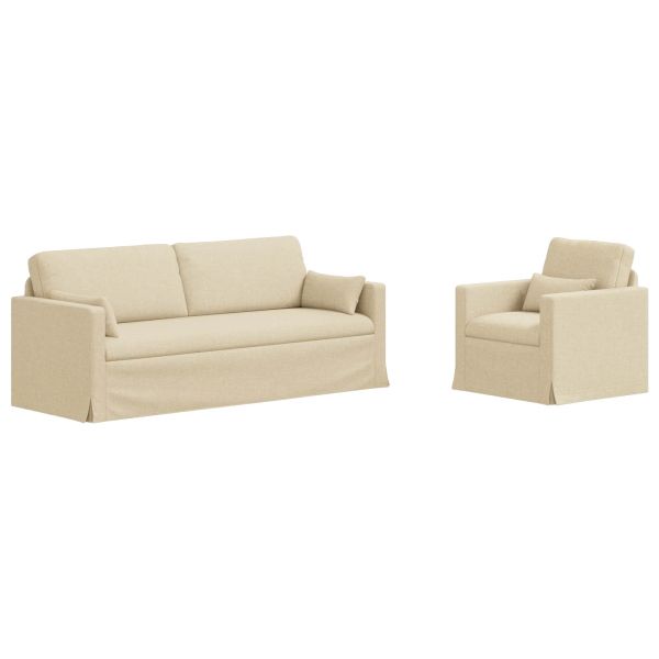 Комплект дивани 2 pcs Крем 198 x 78 x 80 см текстил