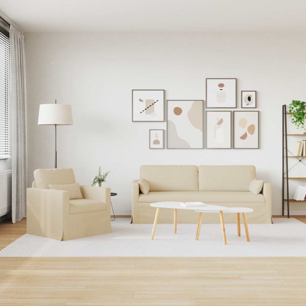 Комплект дивани 2 pcs Крем 198 x 78 x 80 см текстил
