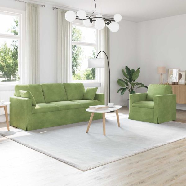 Комплект дивани 2 pcs Светло зелено 198 x 78 x 80 см Кадифе