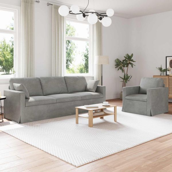 Комплект дивани 2 pcs Светлосиво 228 x 78 x 80 см Кадифе