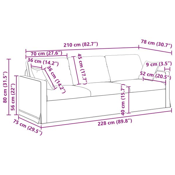 Комплект дивани 2 pcs Светлосиво 228 x 78 x 80 см Кадифе