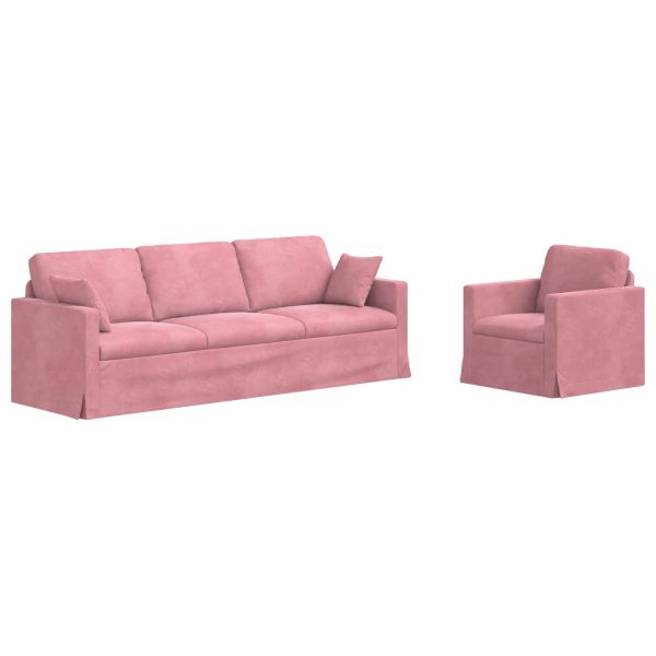 Комплект дивани 2 pcs Розово 228 x 78 x 80 см Кадифе