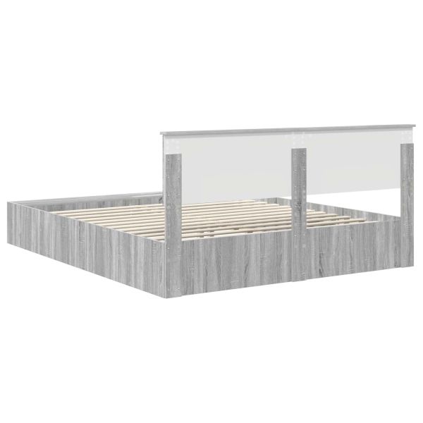 Рамка за легло с рафт Сив Сонома 200 x 200 cm Инженерно дърво