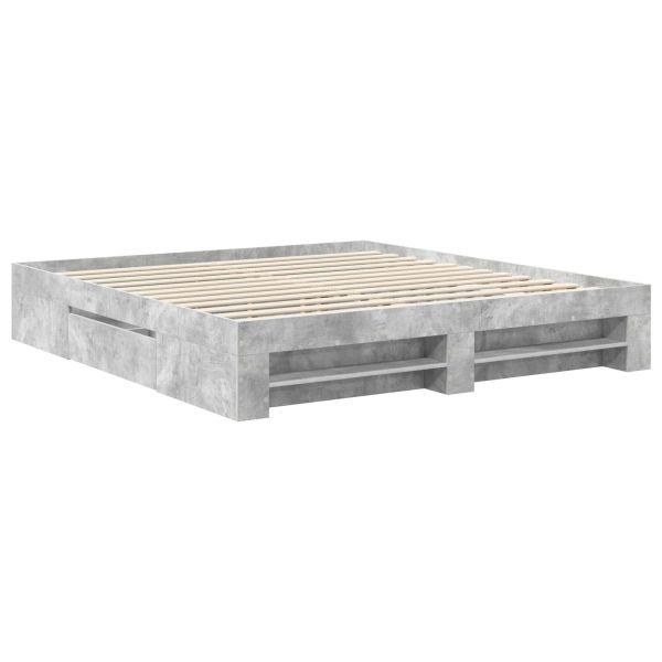 Рамка за легло Циментено сиво 200 x 200 cm Инженерно дърво