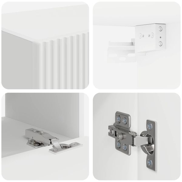 Комплект за стена на телевизор 4 pcs Бяло Инженерно дърво