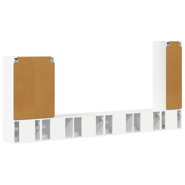 Комплект за стена на телевизор 6 pcs Лъскаво бяло