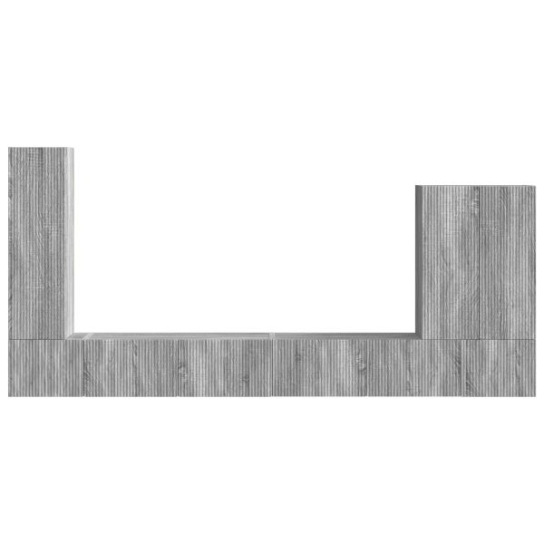 Комплект за стена на телевизор 6 pcs Сив Сонома