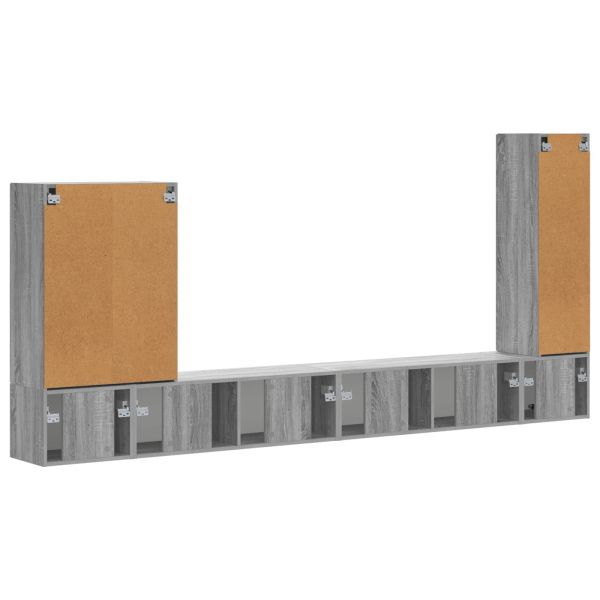 Комплект за стена на телевизор 6 pcs Сив Сонома