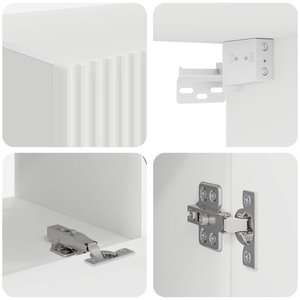 Комплект ТВ шкаф Монтиране на стена 2 pcs Бяло Инженерно дърво