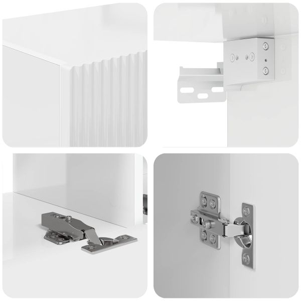 Комплект ТВ шкаф 4 pcs Лъскаво бяло Инженерно дърво