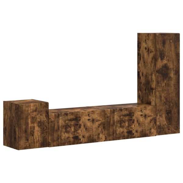 Комплект ТВ шкаф 4 pcs Димян дъб Инженерно дърво