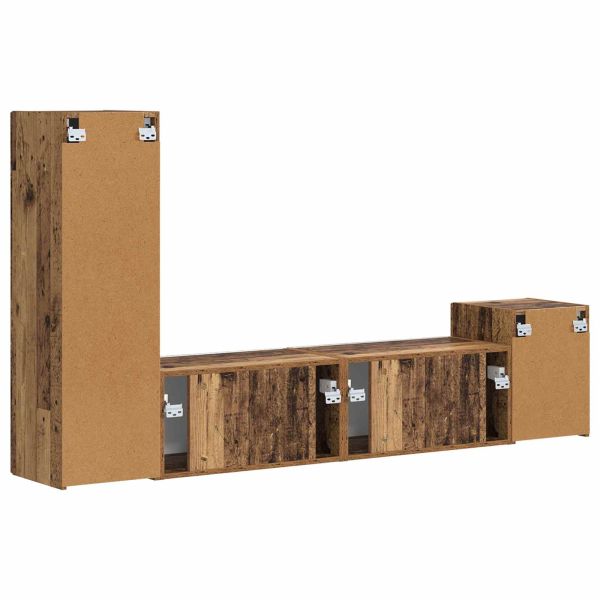 Комплект ТВ шкаф 4 pcs Старо дърво Инженерно дърво