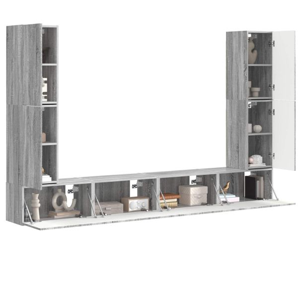 Комплект ТВ шкаф 8 pcs Сив Сонома Инженерно дърво