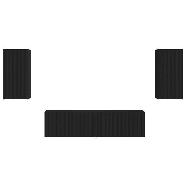 Комплект ТВ шкаф 4 pcs Черно Инженерно дърво