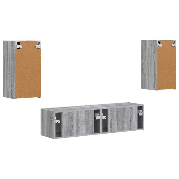 Комплект ТВ шкаф 4 pcs Сив Сонома Инженерно дърво