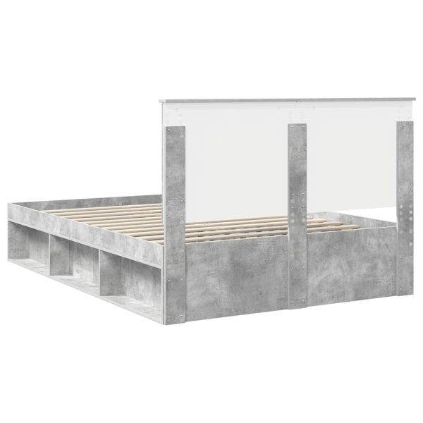 Рамка за легло Бетон 160 x 200 cm Солидно борово дърво