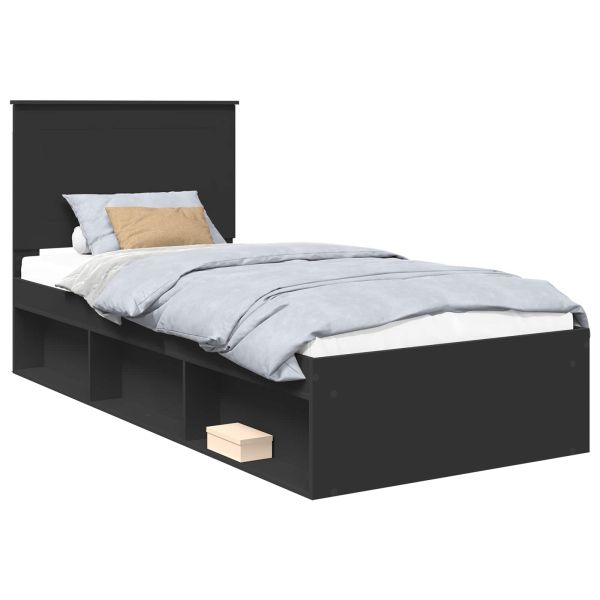Рамка за легло Черно 100 x 200 cm Солидно борово дърво