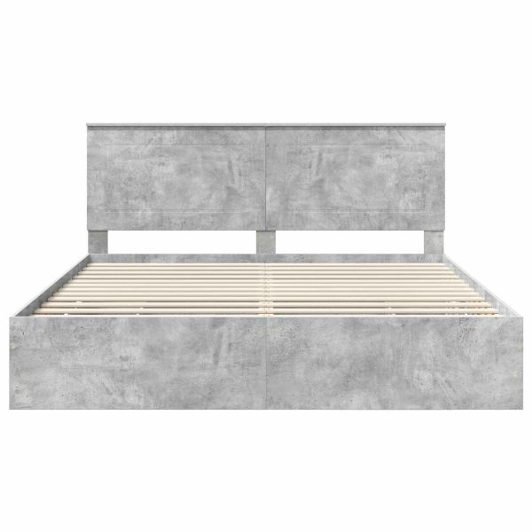 Рамка за легло Циментено сиво 200 x 200 cm Инженерна дървесина