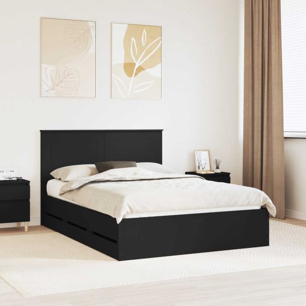 Рамка за легло с таблото Черно 150 x 200 cm Инженерна дървесина