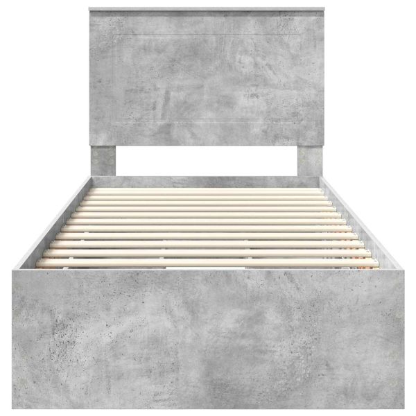Рамка за легло Циментено сиво 90 x 200 cm Инженерна дървесина