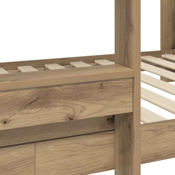 Двуетажно легло за деца Дъб 90 x 200 cm Инженерно дърво
