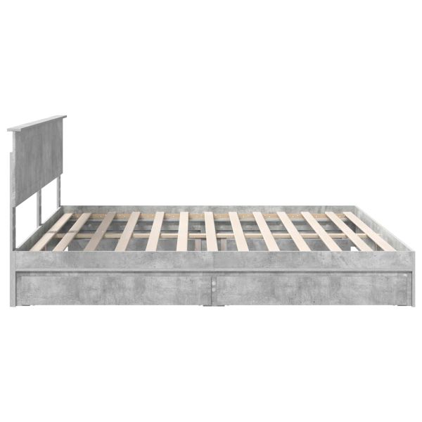 Легло с място за съхранение Циментено сиво 200 x 200 cm