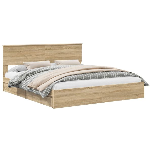 Легло с място за съхранение с таблото Сонома дъб 180 x 200 cm