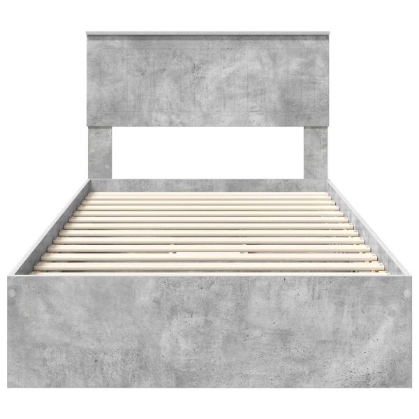 Легло с място за съхранение Циментено сиво 100 x 200 cm
