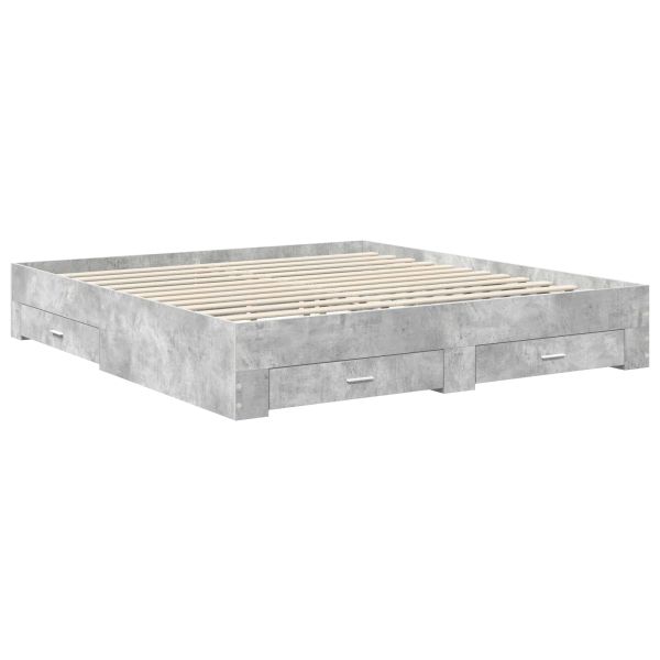 Рамка за легло Циментено сиво 200 x 200 cm Инженерно дърво