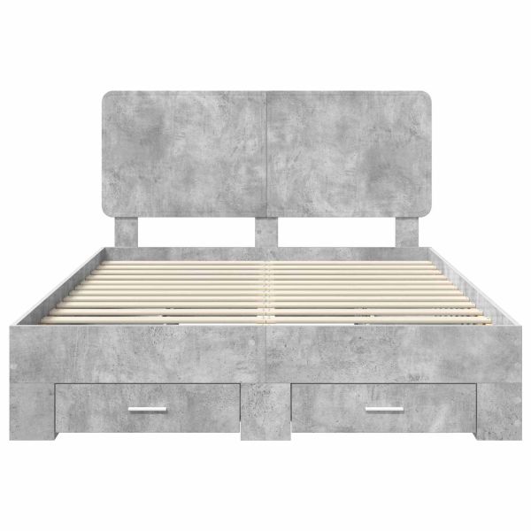 Рамка за легло Циментено сиво 150 x 200 cm Инженерно дърво