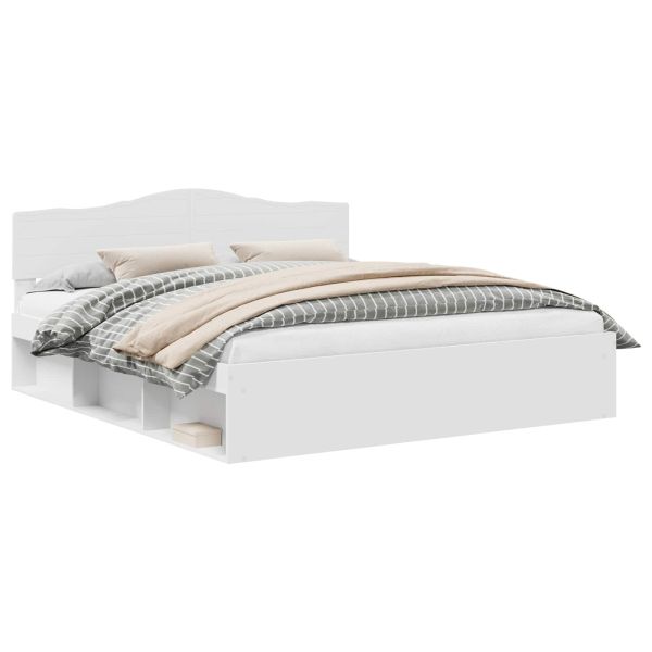 Рамка за легло с таблото Бяло 200 x 200 cm Солидно борово дърво