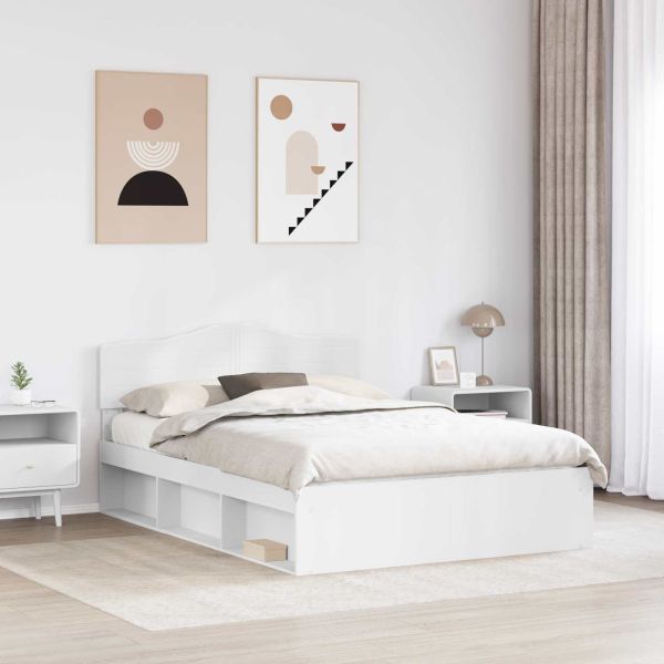 Рамка за легло с таблото Бяло 160 x 200 cm Солидно борово дърво