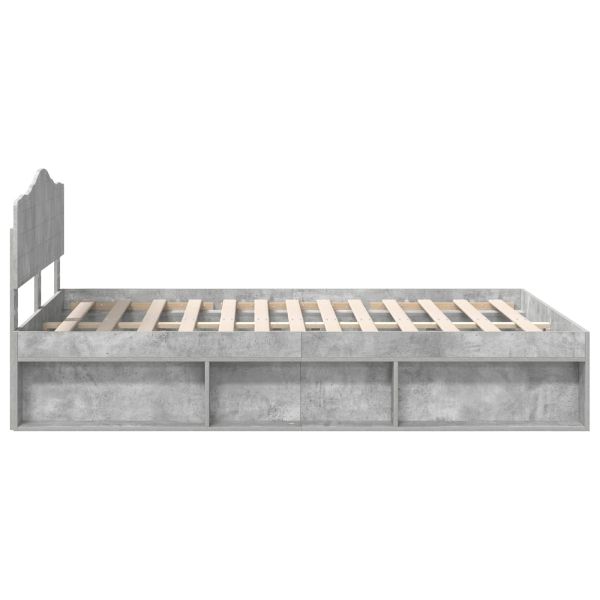 Рамка за легло Бетон 160 x 200 cm Солидно борово дърво