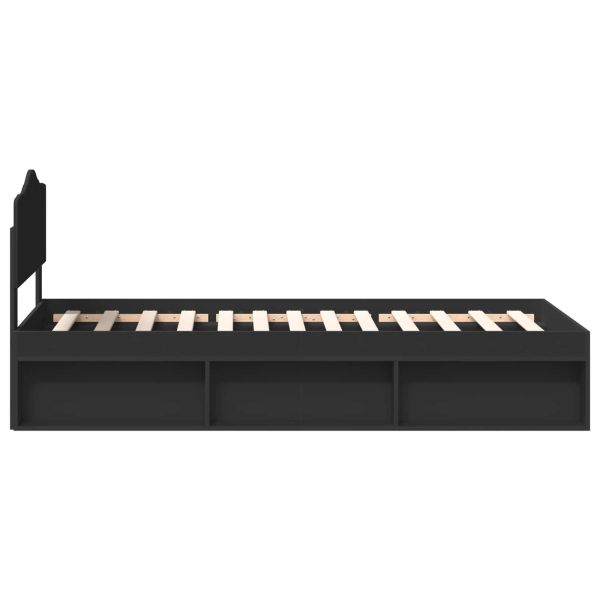 Рамка за легло Черно 100 x 200 cm Солидно борово дърво