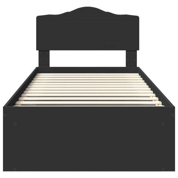 Рамка за легло с таблото Черно 90 x 200 cm Солидно борово дърво