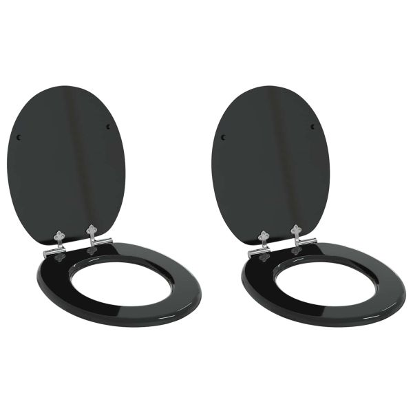 Мека затваряща се тоалетна седалка 2 pcs Черен 44 x 38 см ПДЧ
