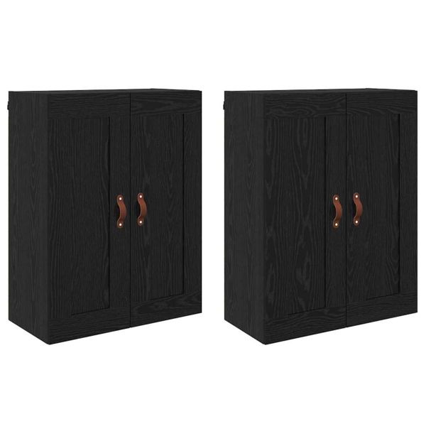 Стенно монтиран шкаф 2 pcs Черния дъб 69,5 x 34 x 90 см