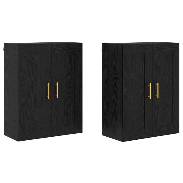 Стенно монтиран шкаф 2 pcs Черния дъб 69,5 x 34 x 90 см