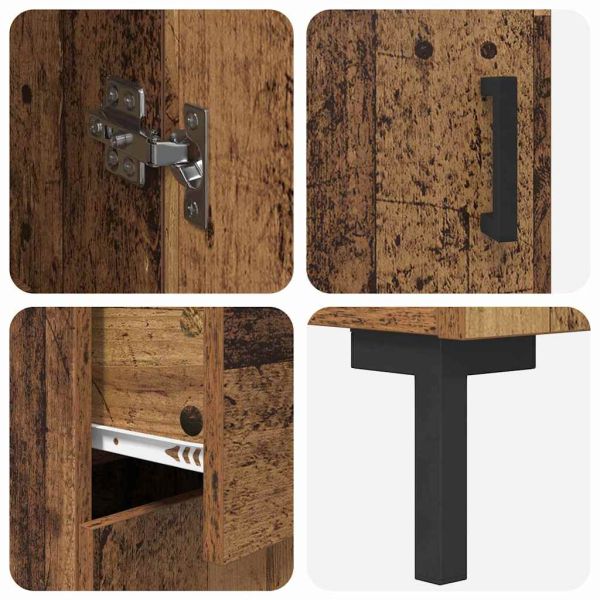 Висок шкаф с чекмедже 2 pcs Старо дърво Инженерно дърво